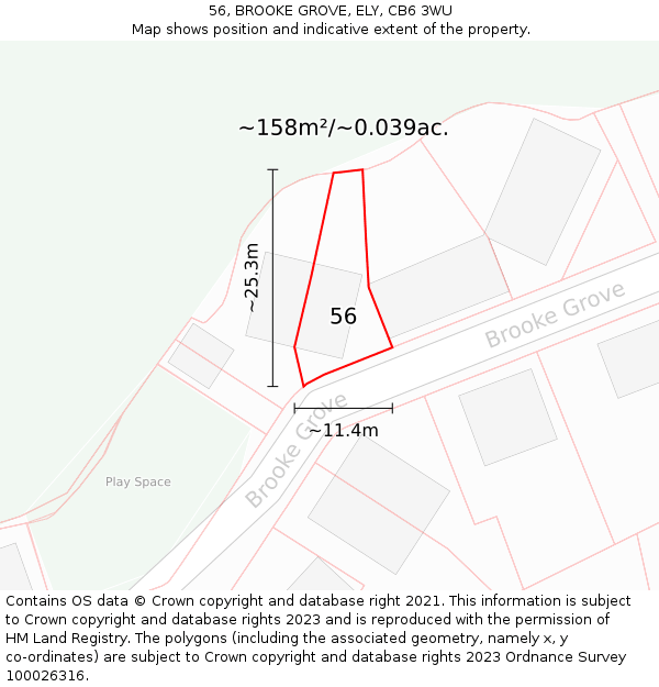 56, BROOKE GROVE, ELY, CB6 3WU: Plot and title map