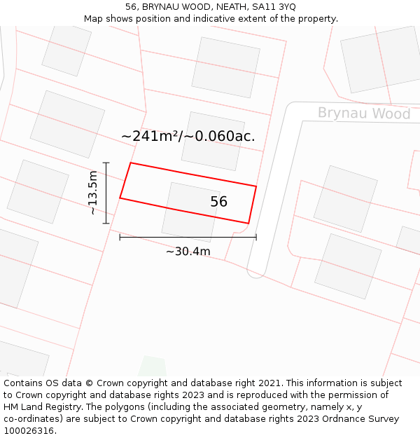 56, BRYNAU WOOD, NEATH, SA11 3YQ: Plot and title map