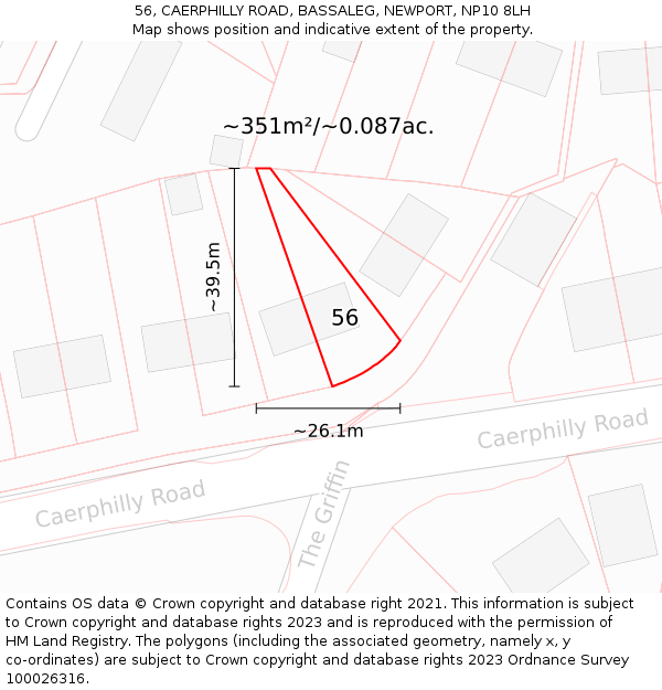 56, CAERPHILLY ROAD, BASSALEG, NEWPORT, NP10 8LH: Plot and title map