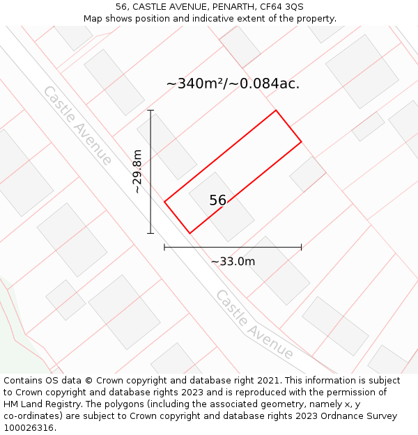 56, CASTLE AVENUE, PENARTH, CF64 3QS: Plot and title map