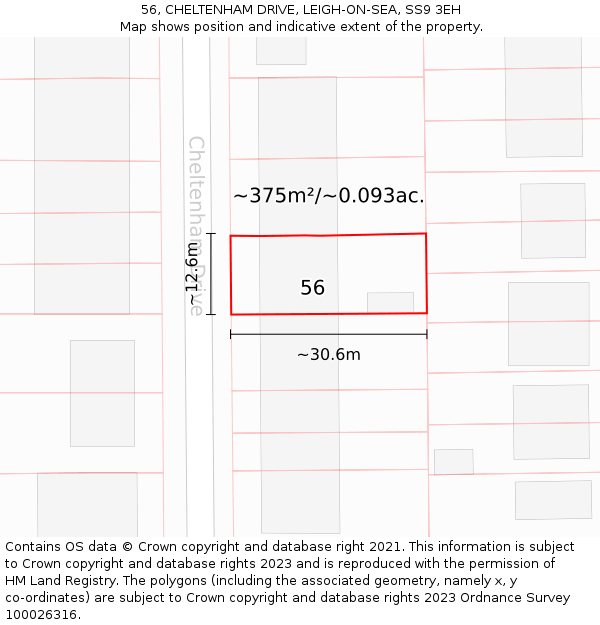 56, CHELTENHAM DRIVE, LEIGH-ON-SEA, SS9 3EH: Plot and title map