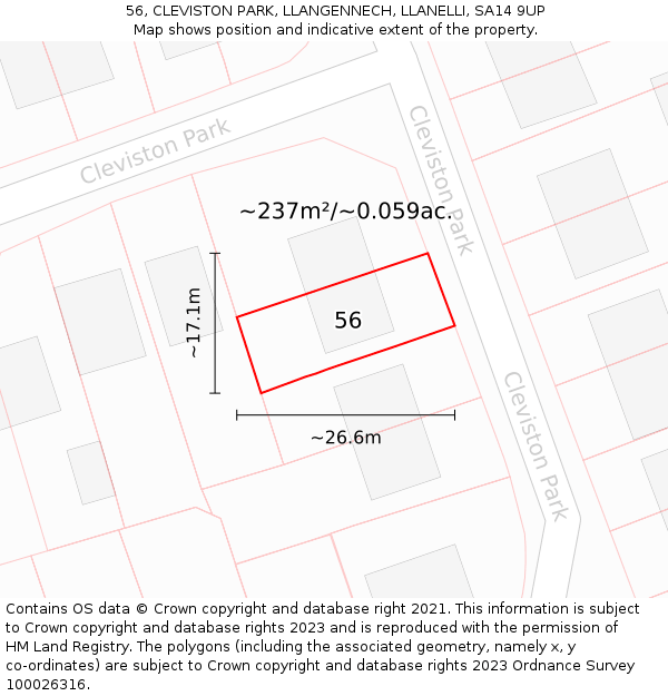 56, CLEVISTON PARK, LLANGENNECH, LLANELLI, SA14 9UP: Plot and title map