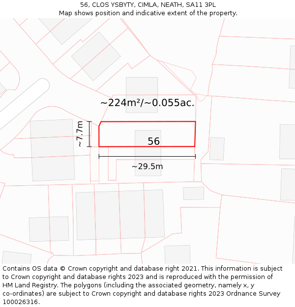 56, CLOS YSBYTY, CIMLA, NEATH, SA11 3PL: Plot and title map