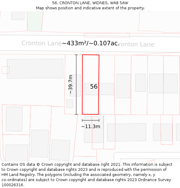56, CRONTON LANE, WIDNES, WA8 5AW: Plot and title map