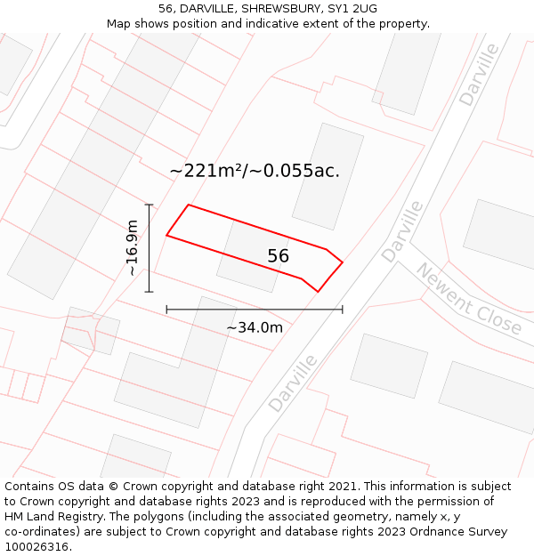 56, DARVILLE, SHREWSBURY, SY1 2UG: Plot and title map