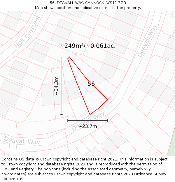 56, DEAVALL WAY, CANNOCK, WS11 7ZB: Plot and title map