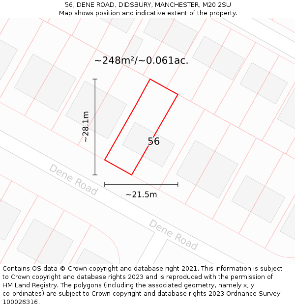 56, DENE ROAD, DIDSBURY, MANCHESTER, M20 2SU: Plot and title map