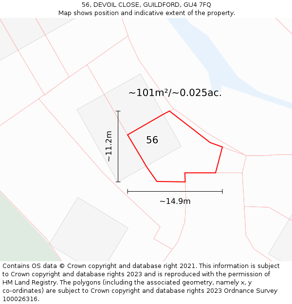56, DEVOIL CLOSE, GUILDFORD, GU4 7FQ: Plot and title map