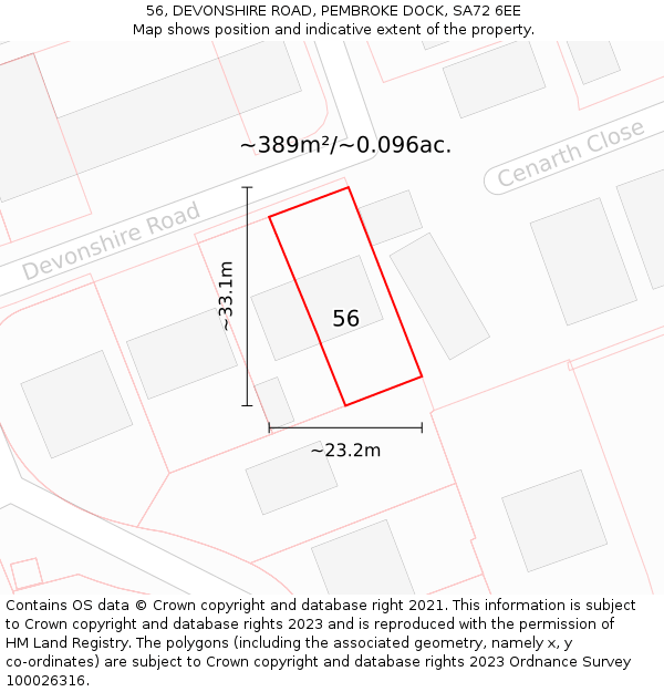 56, DEVONSHIRE ROAD, PEMBROKE DOCK, SA72 6EE: Plot and title map