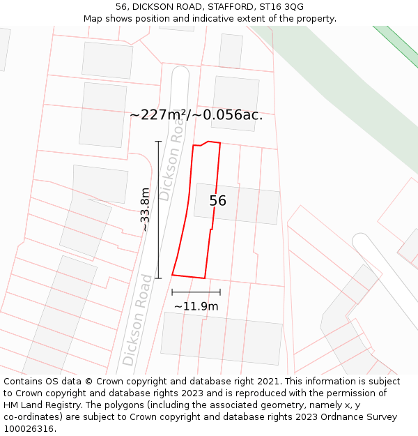 56, DICKSON ROAD, STAFFORD, ST16 3QG: Plot and title map