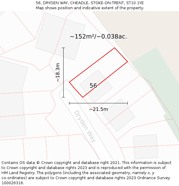 56, DRYDEN WAY, CHEADLE, STOKE-ON-TRENT, ST10 1YE: Plot and title map