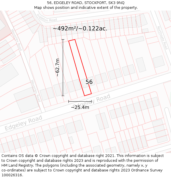 56, EDGELEY ROAD, STOCKPORT, SK3 9NQ: Plot and title map