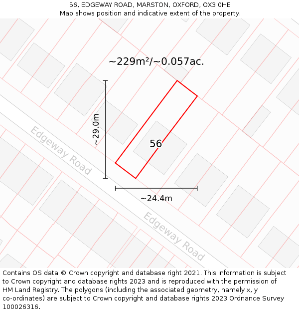 56, EDGEWAY ROAD, MARSTON, OXFORD, OX3 0HE: Plot and title map