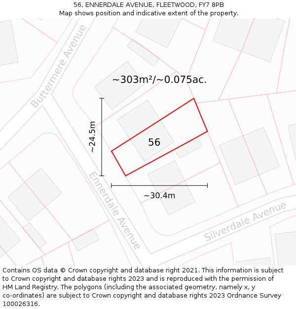 56, ENNERDALE AVENUE, FLEETWOOD, FY7 8PB: Plot and title map