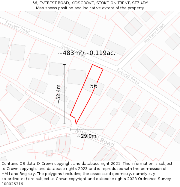 56, EVEREST ROAD, KIDSGROVE, STOKE-ON-TRENT, ST7 4DY: Plot and title map