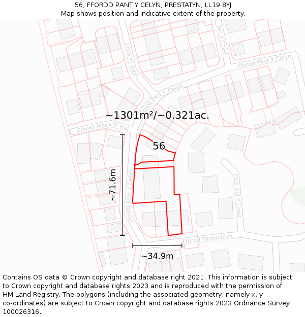 56, FFORDD PANT Y CELYN, PRESTATYN, LL19 8YJ: Plot and title map