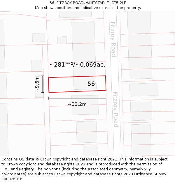 56, FITZROY ROAD, WHITSTABLE, CT5 2LE: Plot and title map