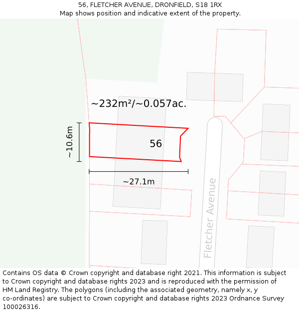 56, FLETCHER AVENUE, DRONFIELD, S18 1RX: Plot and title map