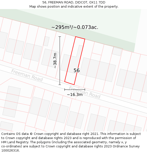 56, FREEMAN ROAD, DIDCOT, OX11 7DD: Plot and title map