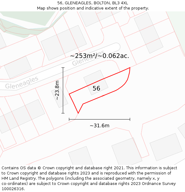 56, GLENEAGLES, BOLTON, BL3 4XL: Plot and title map