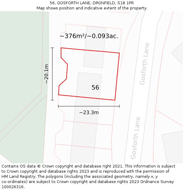 56, GOSFORTH LANE, DRONFIELD, S18 1PR: Plot and title map