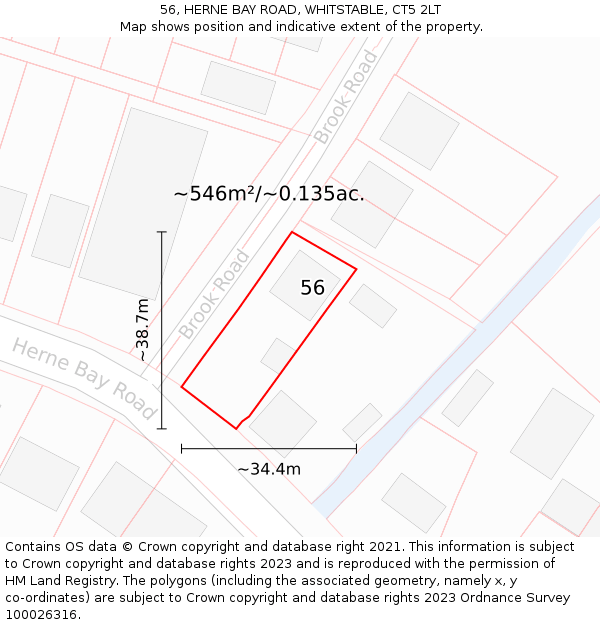 56, HERNE BAY ROAD, WHITSTABLE, CT5 2LT: Plot and title map