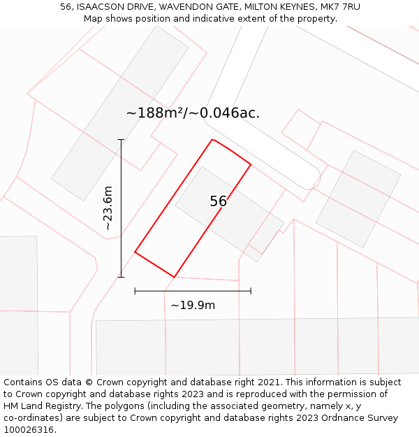 56, ISAACSON DRIVE, WAVENDON GATE, MILTON KEYNES, MK7 7RU: Plot and title map