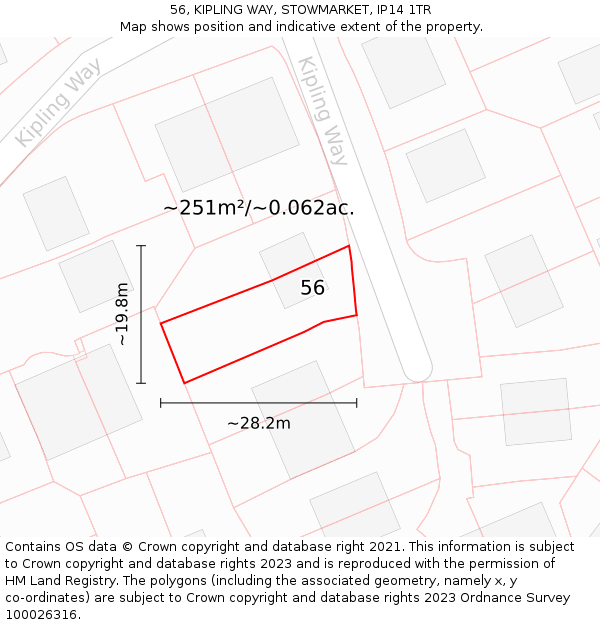 56, KIPLING WAY, STOWMARKET, IP14 1TR: Plot and title map