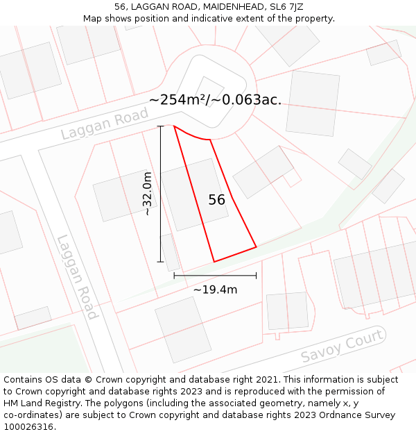 56, LAGGAN ROAD, MAIDENHEAD, SL6 7JZ: Plot and title map