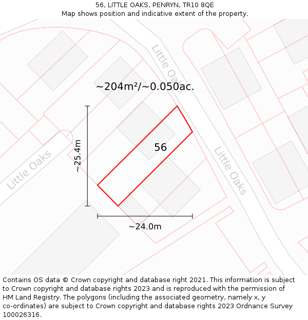 56, LITTLE OAKS, PENRYN, TR10 8QE: Plot and title map