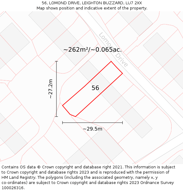 56, LOMOND DRIVE, LEIGHTON BUZZARD, LU7 2XX: Plot and title map