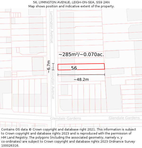 56, LYMINGTON AVENUE, LEIGH-ON-SEA, SS9 2AN: Plot and title map