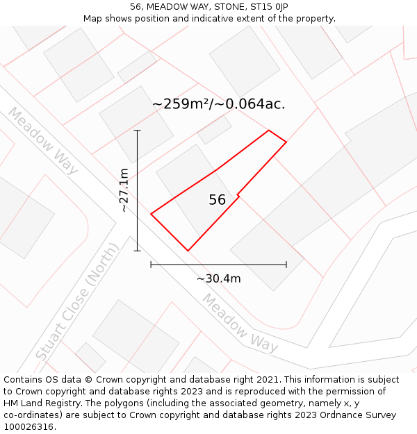 56, MEADOW WAY, STONE, ST15 0JP: Plot and title map