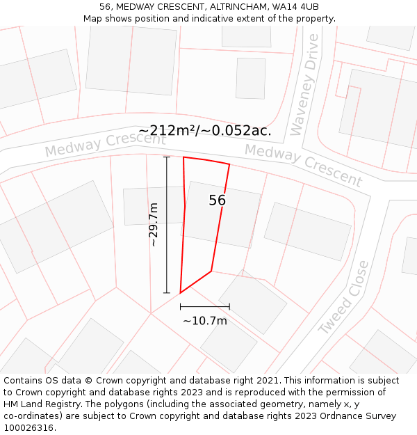 56, MEDWAY CRESCENT, ALTRINCHAM, WA14 4UB: Plot and title map