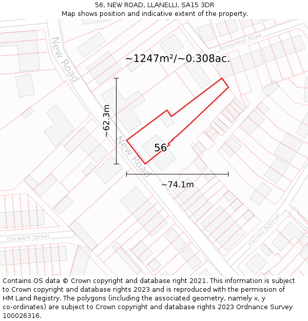 56, NEW ROAD, LLANELLI, SA15 3DR: Plot and title map