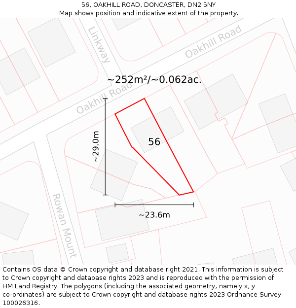 56, OAKHILL ROAD, DONCASTER, DN2 5NY: Plot and title map