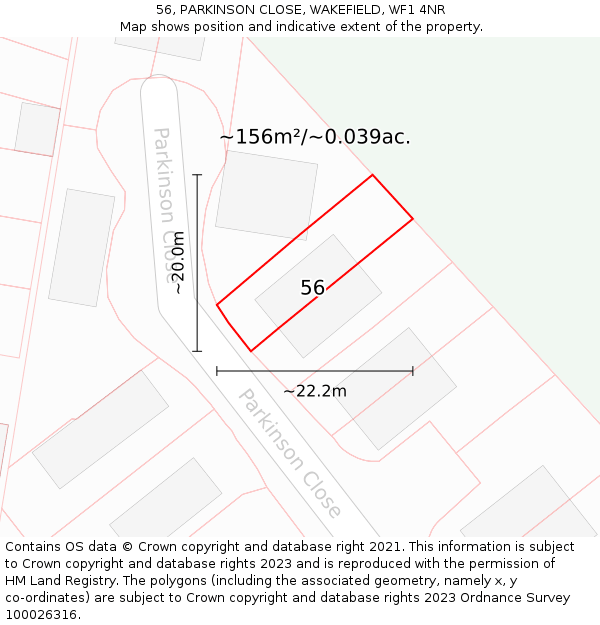 56, PARKINSON CLOSE, WAKEFIELD, WF1 4NR: Plot and title map