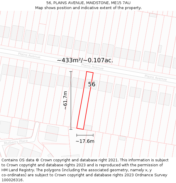 56, PLAINS AVENUE, MAIDSTONE, ME15 7AU: Plot and title map