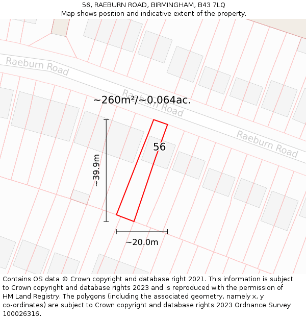 56, RAEBURN ROAD, BIRMINGHAM, B43 7LQ: Plot and title map