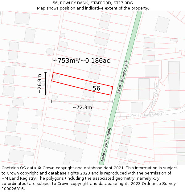 56, ROWLEY BANK, STAFFORD, ST17 9BG: Plot and title map