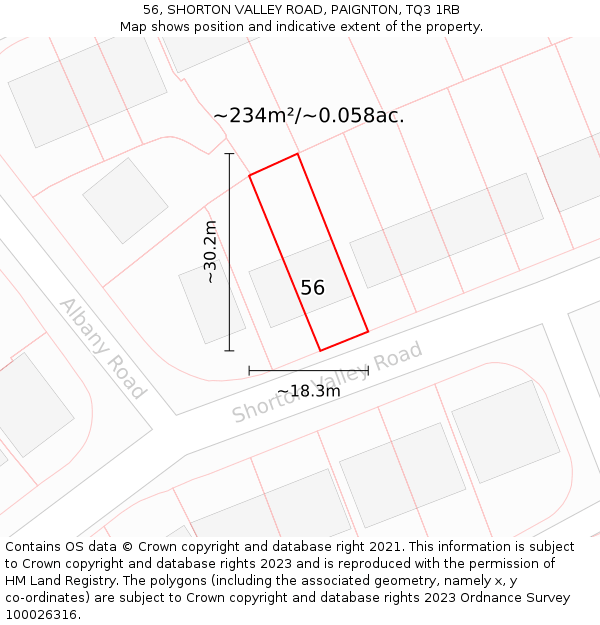 56, SHORTON VALLEY ROAD, PAIGNTON, TQ3 1RB: Plot and title map