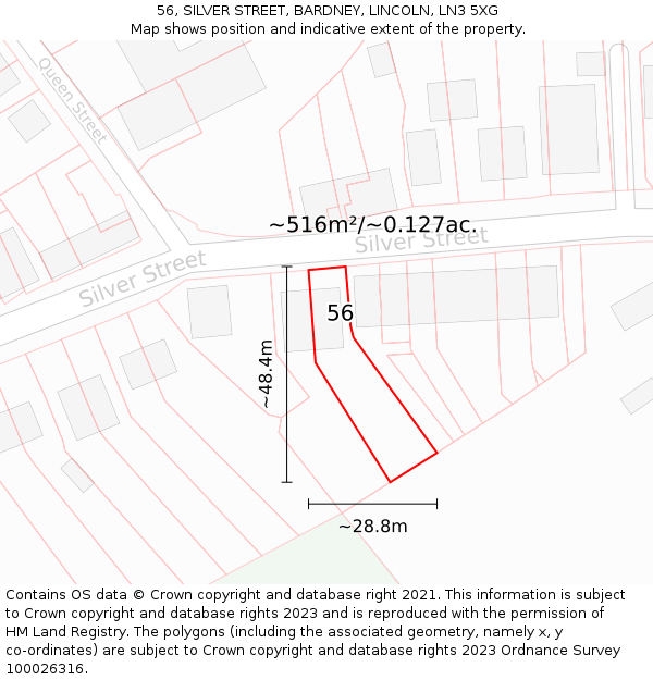 56, SILVER STREET, BARDNEY, LINCOLN, LN3 5XG: Plot and title map