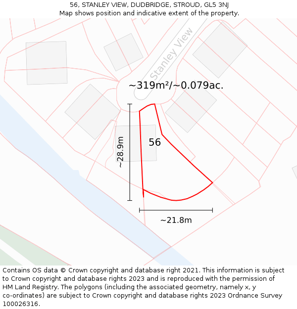 56, STANLEY VIEW, DUDBRIDGE, STROUD, GL5 3NJ: Plot and title map