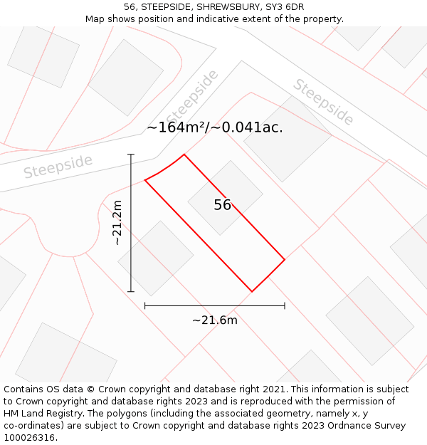 56, STEEPSIDE, SHREWSBURY, SY3 6DR: Plot and title map