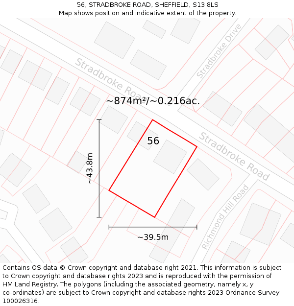 56, STRADBROKE ROAD, SHEFFIELD, S13 8LS: Plot and title map