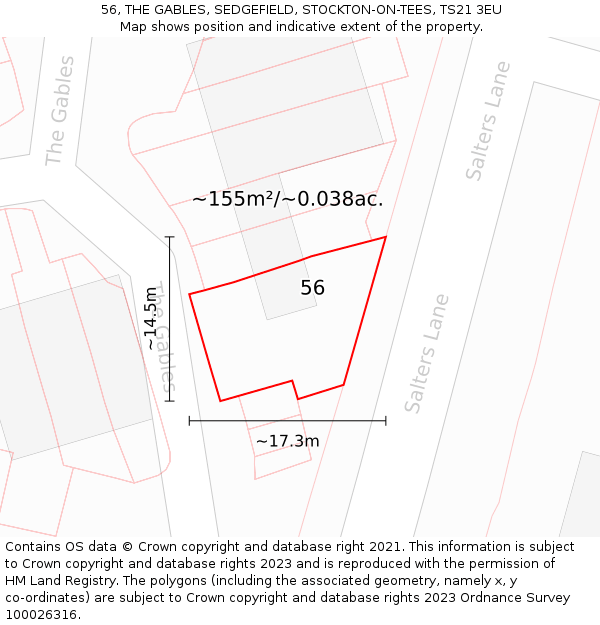 56, THE GABLES, SEDGEFIELD, STOCKTON-ON-TEES, TS21 3EU: Plot and title map