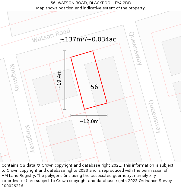 56, WATSON ROAD, BLACKPOOL, FY4 2DD: Plot and title map