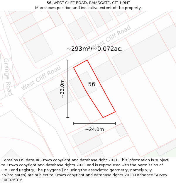 56, WEST CLIFF ROAD, RAMSGATE, CT11 9NT: Plot and title map