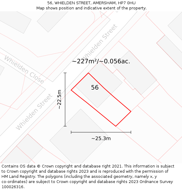 56, WHIELDEN STREET, AMERSHAM, HP7 0HU: Plot and title map