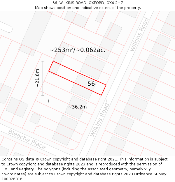 56, WILKINS ROAD, OXFORD, OX4 2HZ: Plot and title map